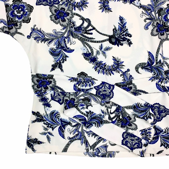 Blue and white wrap around shirt - Picture 3 of 3